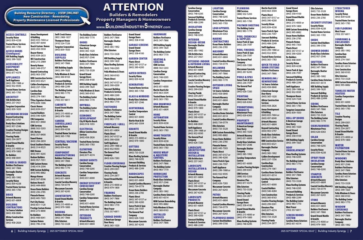 2025 September Issue Directory Pages 6 -7
